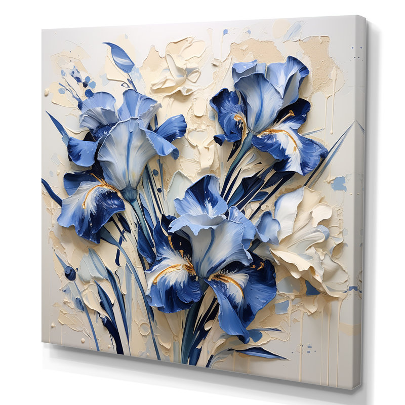«Blue and White Garden of Irises II», reproduction sur toile, Toile tendue, H 36 po x l 36 po x P 1,5 po