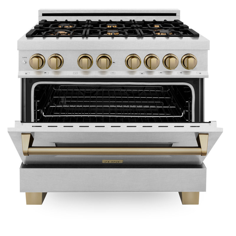 ZLINE Autograph 36" Legacy Dual Fuel Range, Champagne Bronze Satin Stainless Steel