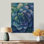Hortensia bleu vert Vortex V - décoration murale bois d'hortensia - sur bois de pin naturel