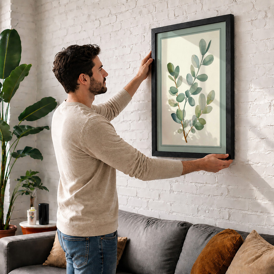 Leafy Branch in Watercolour Botanical - Framed Print