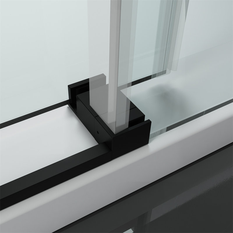 Porte de douche rectangulaire sans cadre en verre trempé l 60 po x H 66 po, Noir