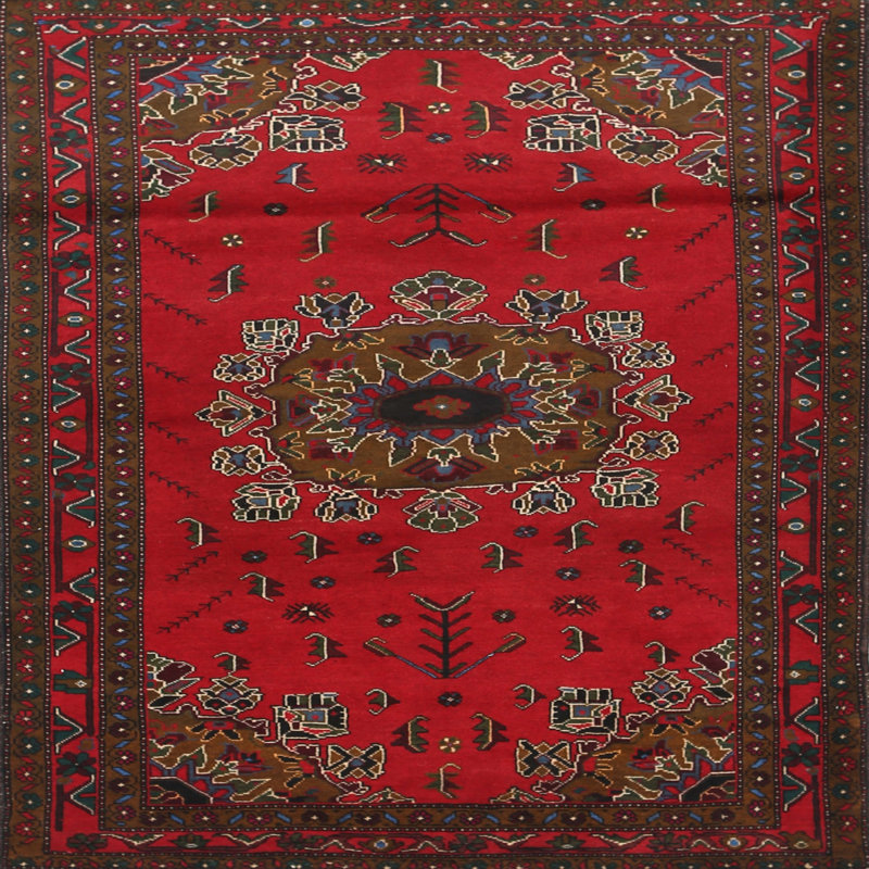Tapis rouge à motif sud-ouest, Carré 8 pi