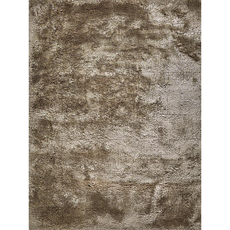 Sumo Rectangle Hand Loomed Polyester/Microfiber Area Rug in Taupe, Rectangle 9'6" x 13'6"