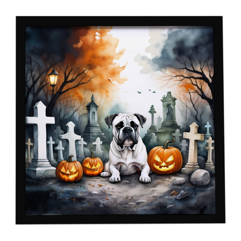 Boxer Spooky Halloween, impression sur métal encadrée