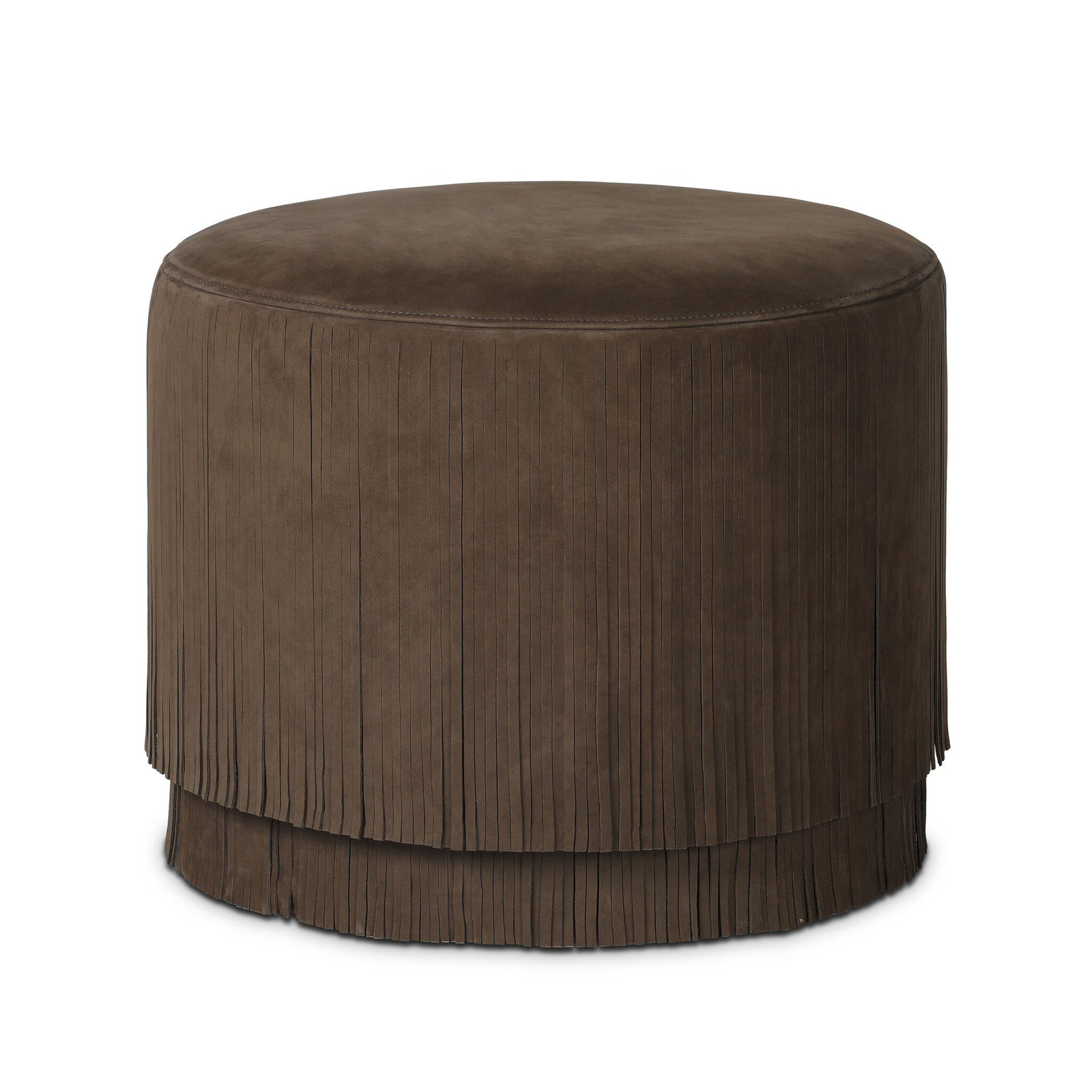 22 " Genuine Leather Ottoman, Nubuck Cigar