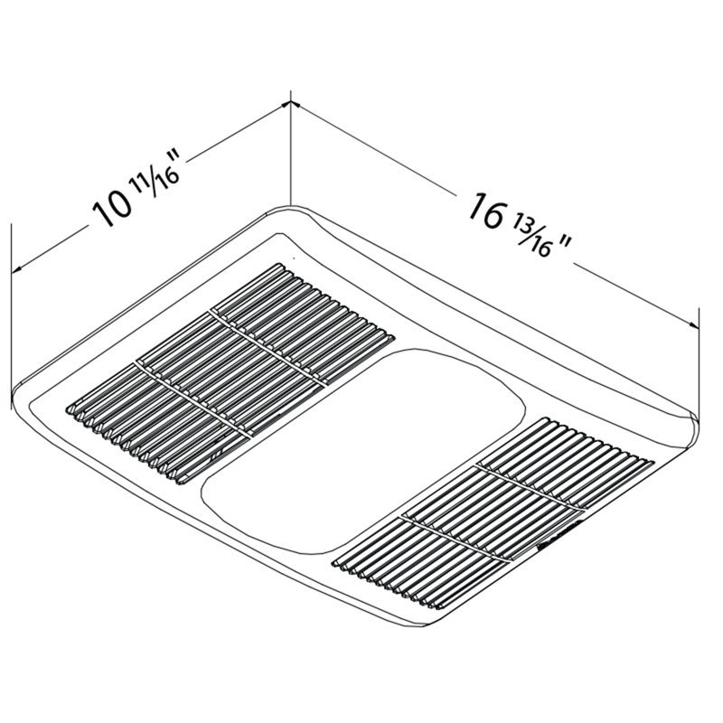 White Rectangular Bathroom Exhaust Fan with Light and Heater