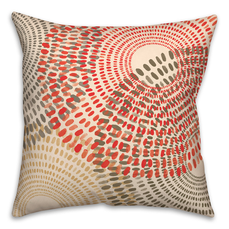 Geometric Outdoor Throw Pillow, Brown/Red, Geometric 1