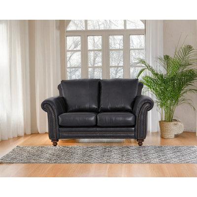 Stephie 68" Genuine Leather Rolled Arm Loveseat