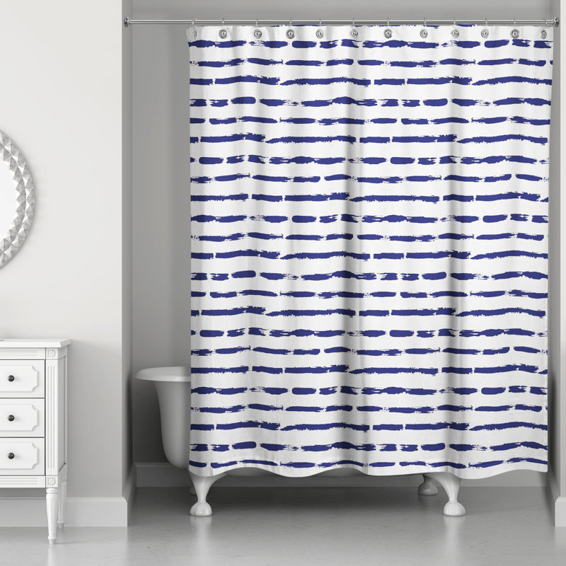  Rideau de douche rayé simple, Bleu marine