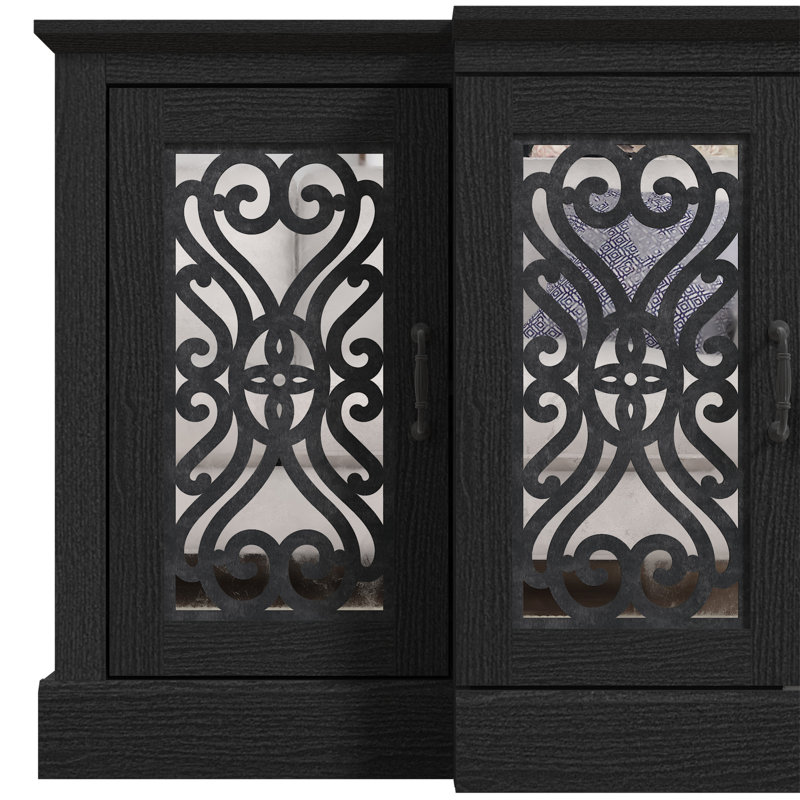 Weddel Basilico 2 Piece Modern Sideboard And Coffee Table Living Room Set, Black Oak, Black Oak