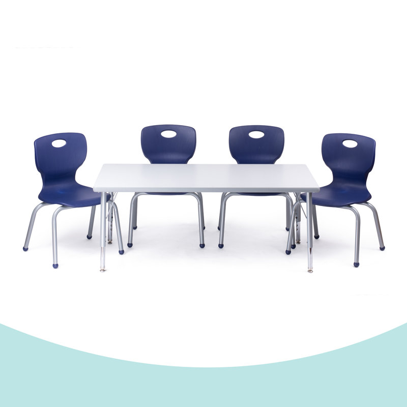 Ensemble de table et chaises - Chaise 12 po NAAR - Table 24 x 48 - Pieds larges, Bleu