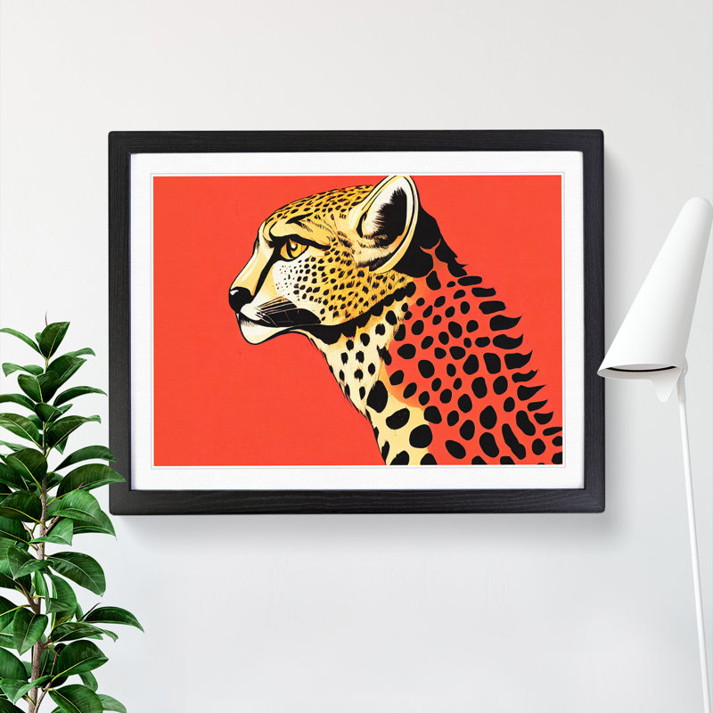 Illuminated Cheetah - Single Picture Frame Print, Black, 34cm H x 46cm W x 2cm D