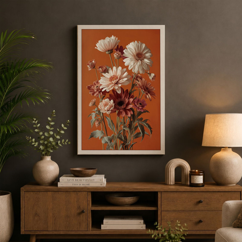 Daisy Study Botanical - Wrapped Canvas, 36x24 - 91.4 x 61.0 cm, Cream Border