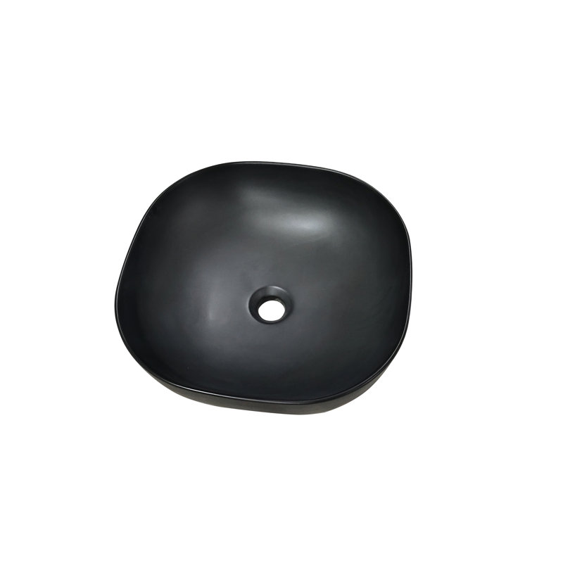 Altair 16.7'' Ceramic Square Bathroom Sink, Black
