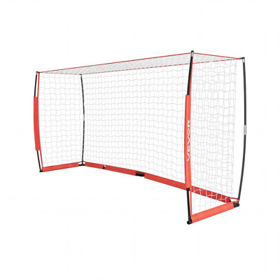 Soccer Goal 12 x 6 FT Soccer Net for Backyard Collapsible Base Red, Portable & Quick Setup Set, with Metal Base, Carry Bag, Ground Stakes, for Youth & Adults Outdoor Backyard Practice Training