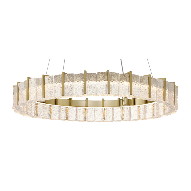 Everly Quinn Reedsport - LED Ring Pendant In Soft Brass Finish, 77.52" H x 27.55" W x 27.55" D