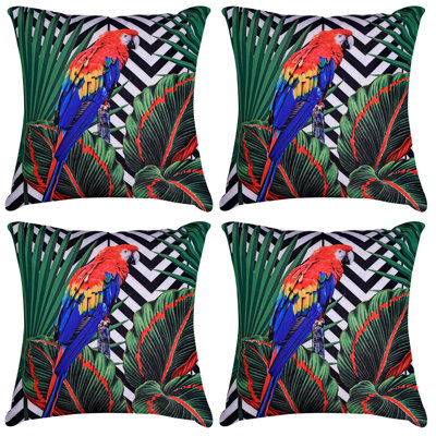 Charming Birds Print Throw Pillow Covers Set of 4 with Hidden Zipper for Christmas Home Decor & Gift
