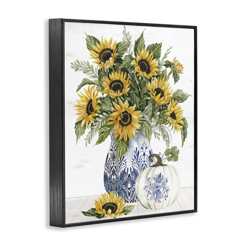 Tournesols impériaux d'automne, estampe numérique, design par Cindy Jacobs, Giclée encadrée noir minuit, H 30 po x l 24 po