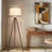 Emma 61 in. Mid-Century Modern LED Energy-Efficient Floor Lamp with Fabric Drum Shade and Tripod Wooden Legs-79261726