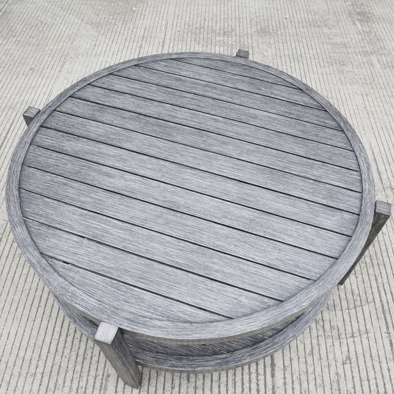 Table basse ronde à lattes en aluminium