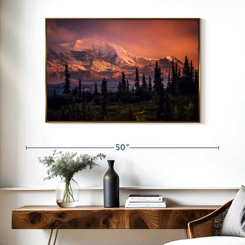Denali et forêt Denali, Cadre flottant doré, 40 po x 27 po