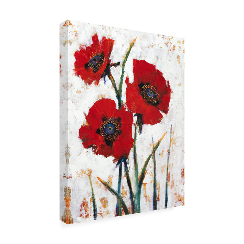 «Red Poppy Fresco I» par Timothy O 'Toole, impression sur toile tendue, H 19 po x l 14 po x P 2 po