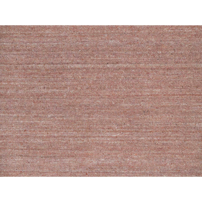Tapis en laine pure tissé à la main 8 pi 2 po x 10 pi 1 po rose Striee