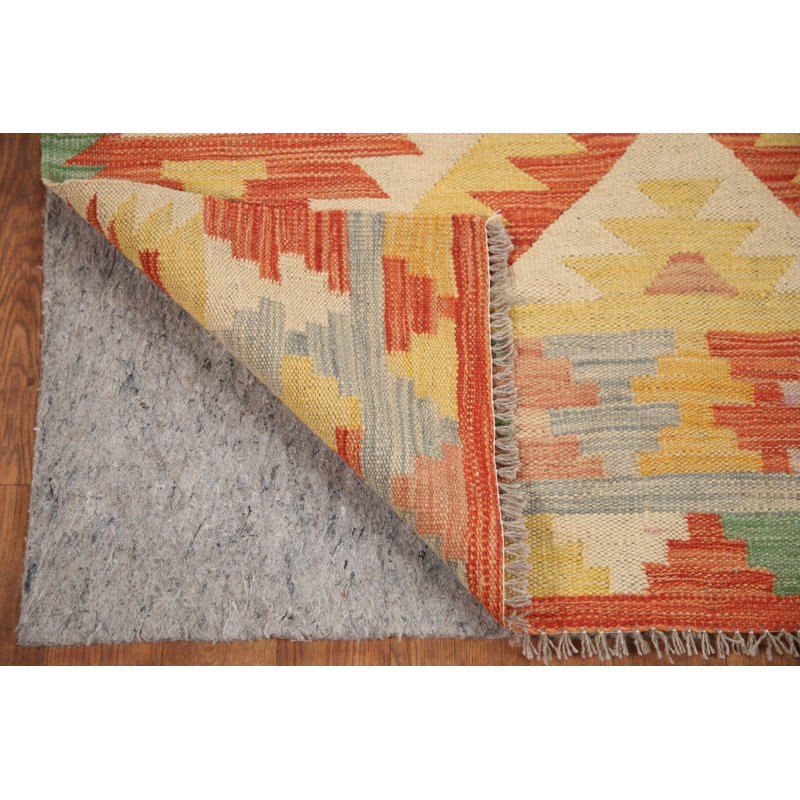 Tapis oriental coloré en laine Kilim 5 x 7