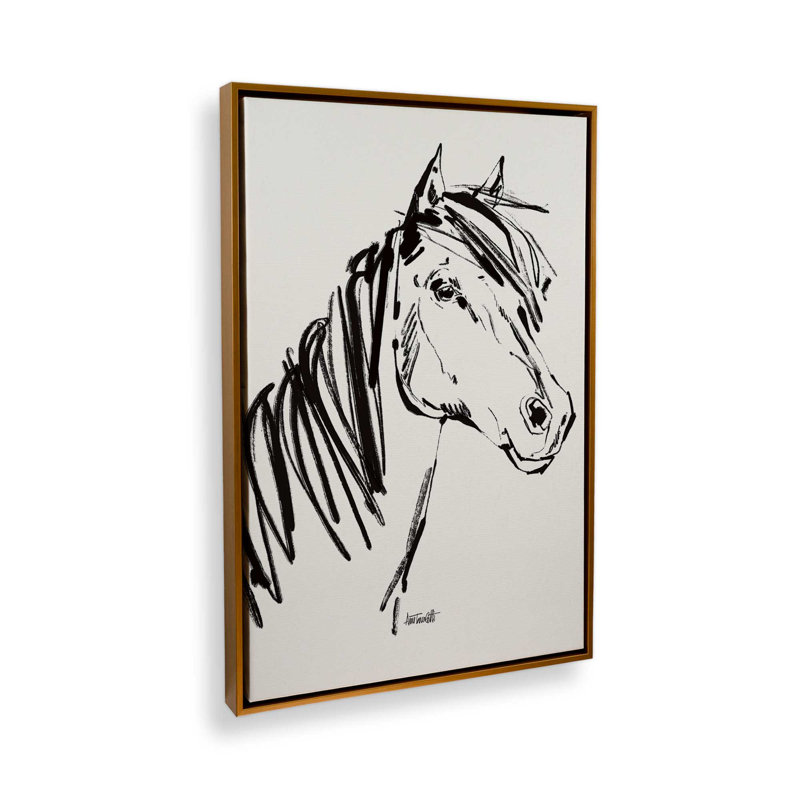 Reproduction d'art à cheval par Anne Tavoletti, H 24 po x l 18 po, Floater Frame, Doré