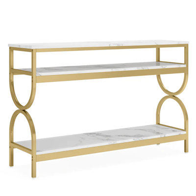 Faux Marble Sofa Table,3-Tier Bedside Table,Console Table,Foyer Table