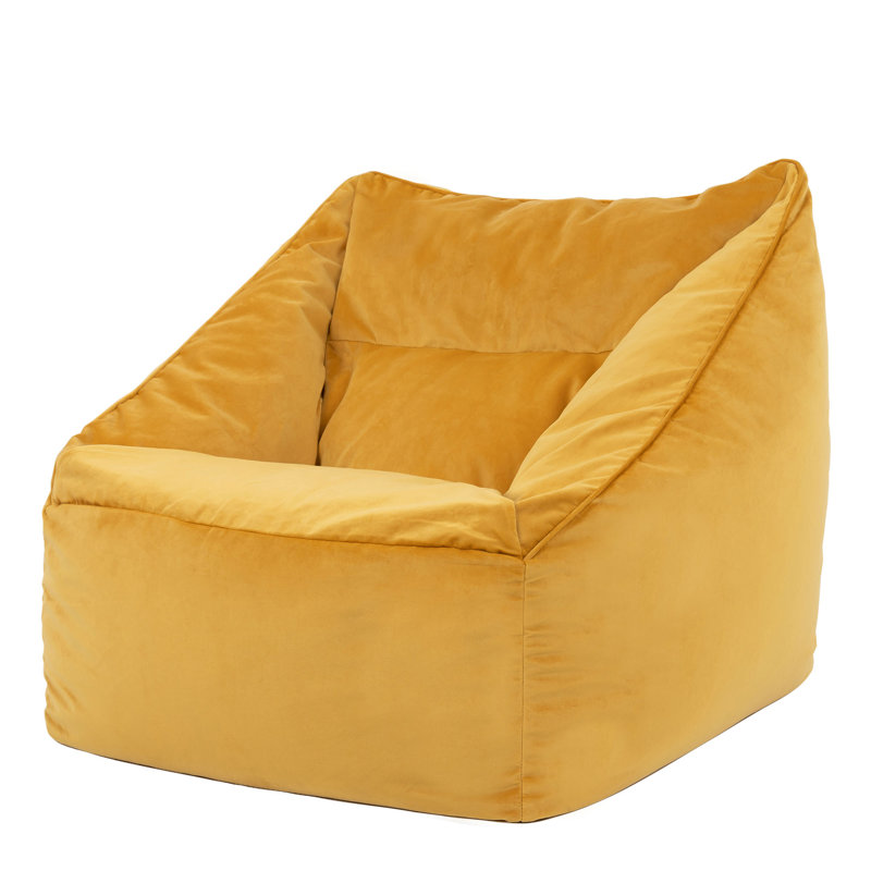 Natalia Velvet Armchair Bean Bag, Ochre Yellow
