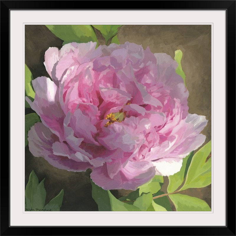 Pivoine rose «Peony II» par Megan Meagher, reproduction d'art, H 28 x l 28 po x P 1 po, Cadre noir