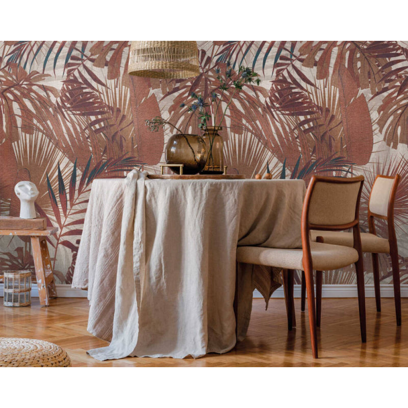 Papier peint floral Rousey, Brun / beige / cuivre