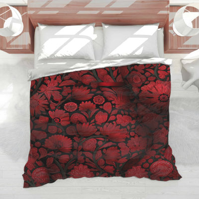 Édredon floral rouge Art déco