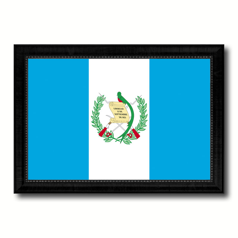 Impression sur toile, "guatemala country flag", H 21 po x l 30 po x P 1 po, Encadrement noir