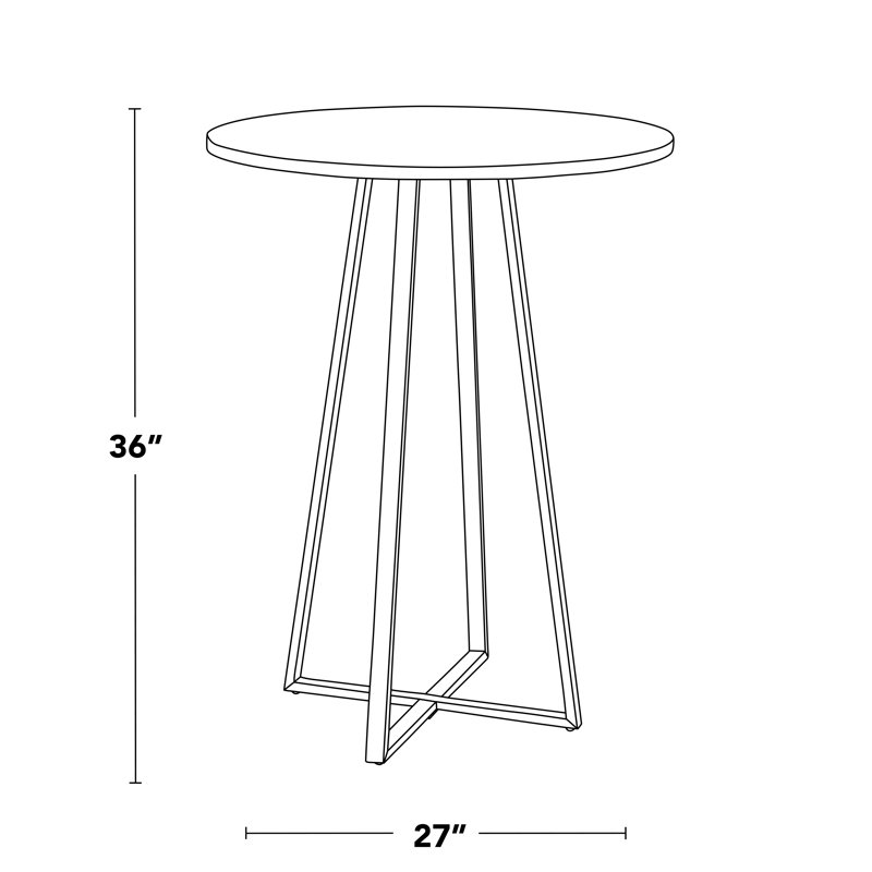 Table de bar et de comptoir Rayna, Doré, 36", Blanc