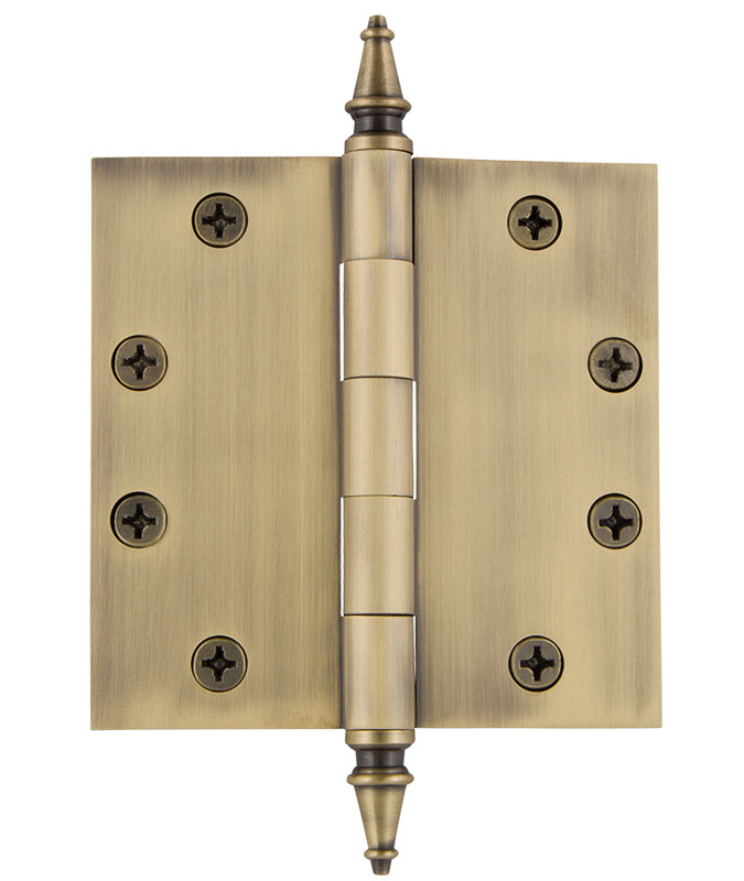 4.5'' x 4.5'' Brass Butt Bearing Hinge, Vintage Brass