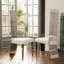 Ensemble de table de salle à manger 7 pièces blanc et argent avec 6 chaises blanches Boucle-1339516816-1339516847