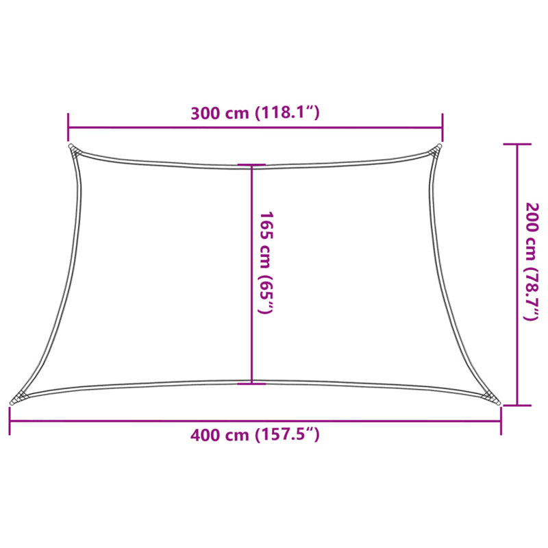 4m x 2m Trapezium Shade Sail, Yellow