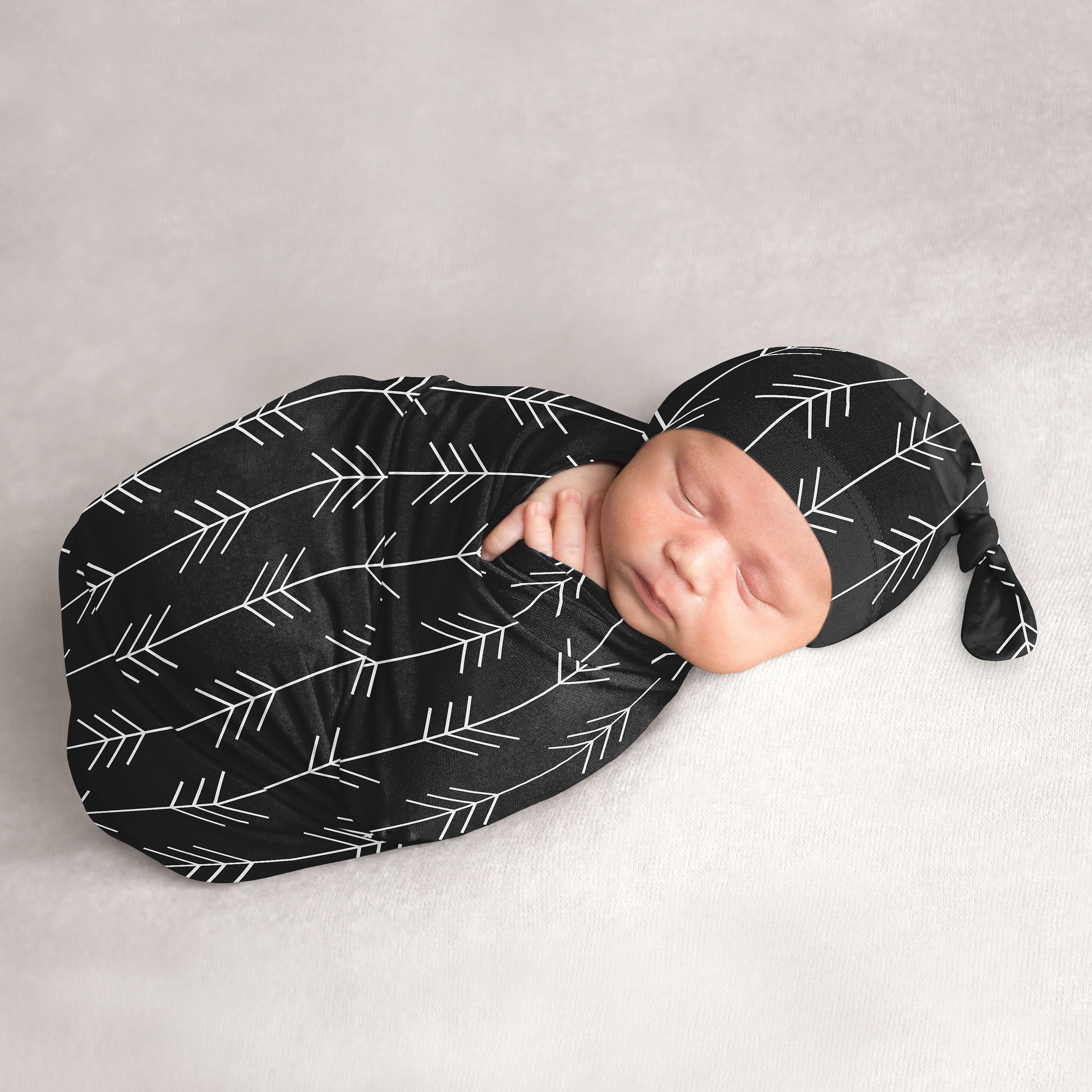 https://assets.wfcdn.com/im/31525018/compr-r85/2278/227842724/rustic-patch-arrow-print-baby-cocoon-and-beanie-hat-sleep-sack-set-by-sweet-jojo-designs.jpg