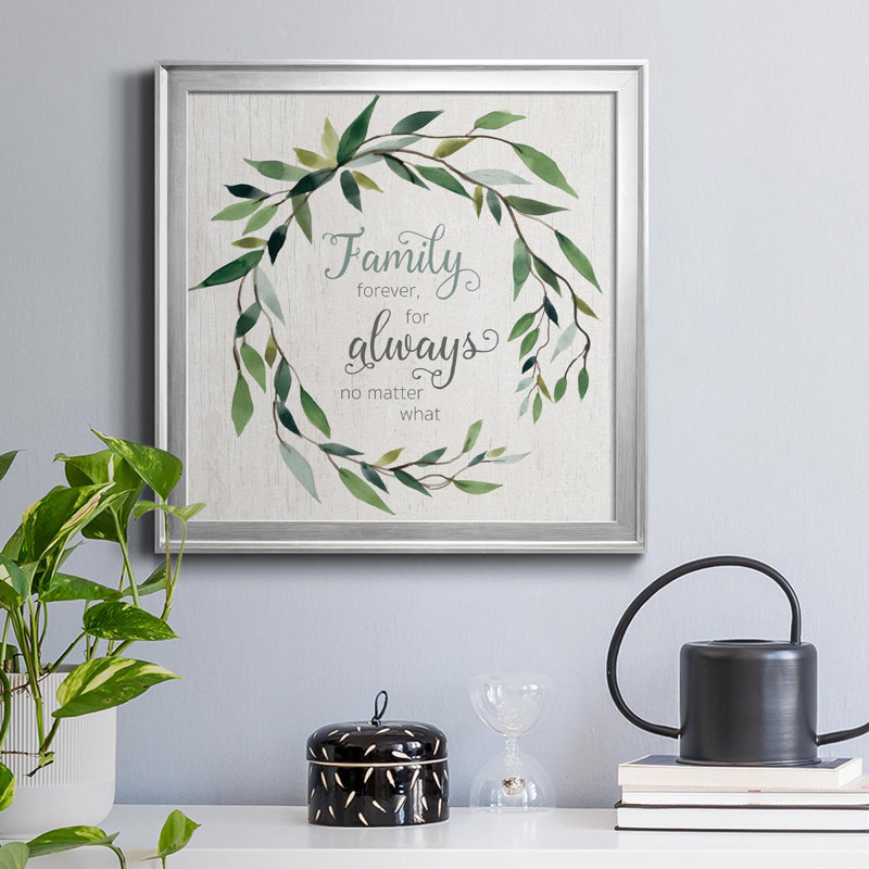 «Family Forever» - Toile encadrée de qualité supérieure - prête à être accrochée, H 22,5 po x l 22,5 po x P 1,5 po, Argent