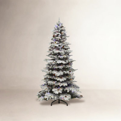 Slim Frosted Pre-Lit Spruce Christmas Tree