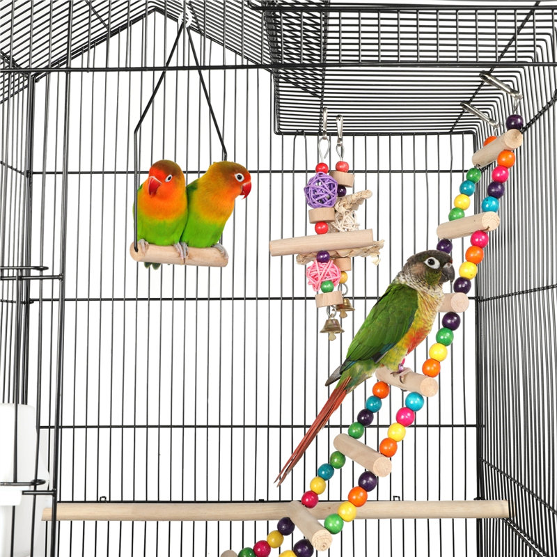 159cm Iron Pointed Top Floor Bird Cage with Wheels, Black
