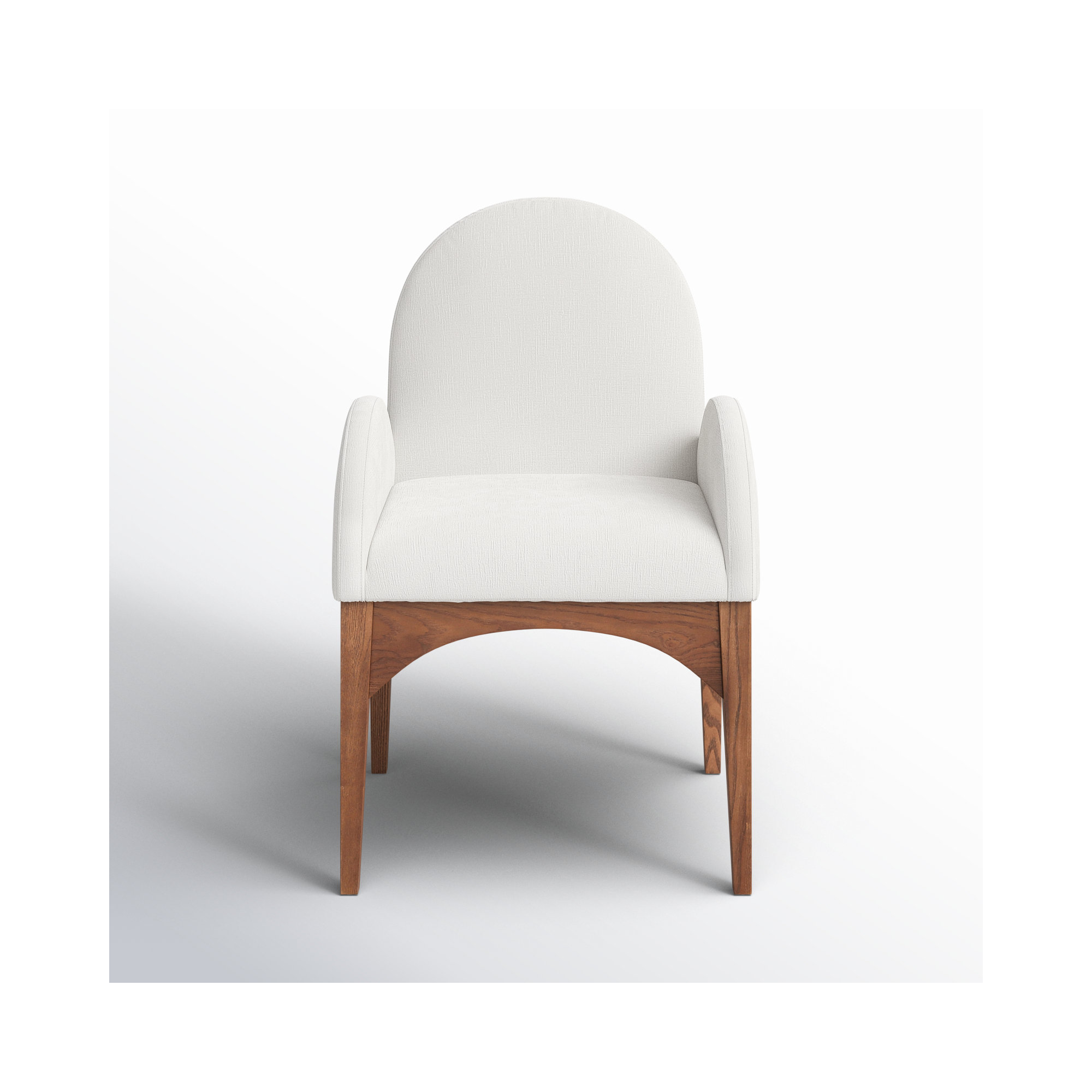 Charith Arm Chair, Cream Chenille, Walnut