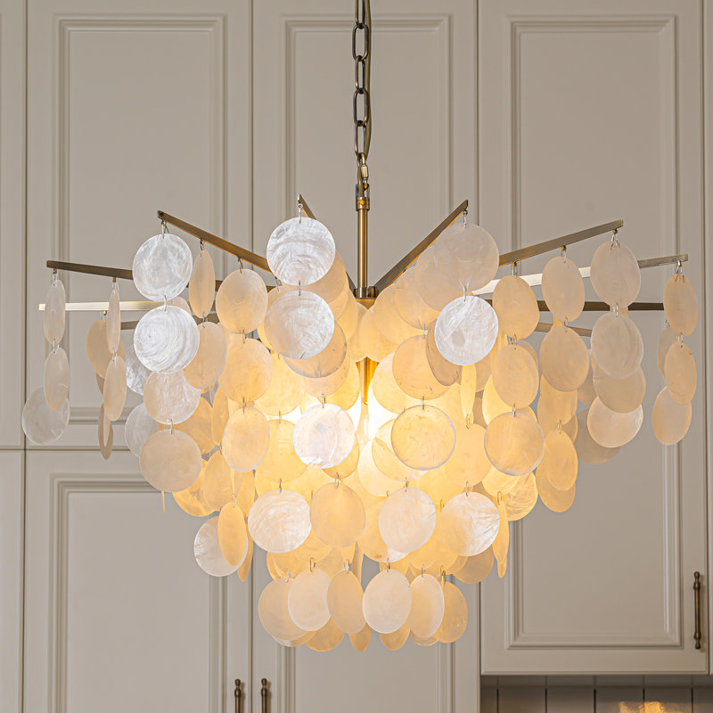 Lustre 4 lumières Camiz Coastal Capiz Tierd Camisa, 6, H 11,4 po x l 29,5 po x P 29,5 po