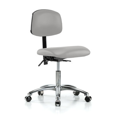 PERCH Chrome Laboratory Chair with Adjustable Back Support | Desk Height 17-22"