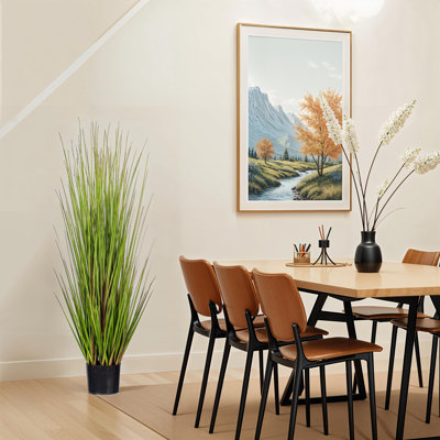 48" Artificial Potted Green/Burgundy Flax Grass