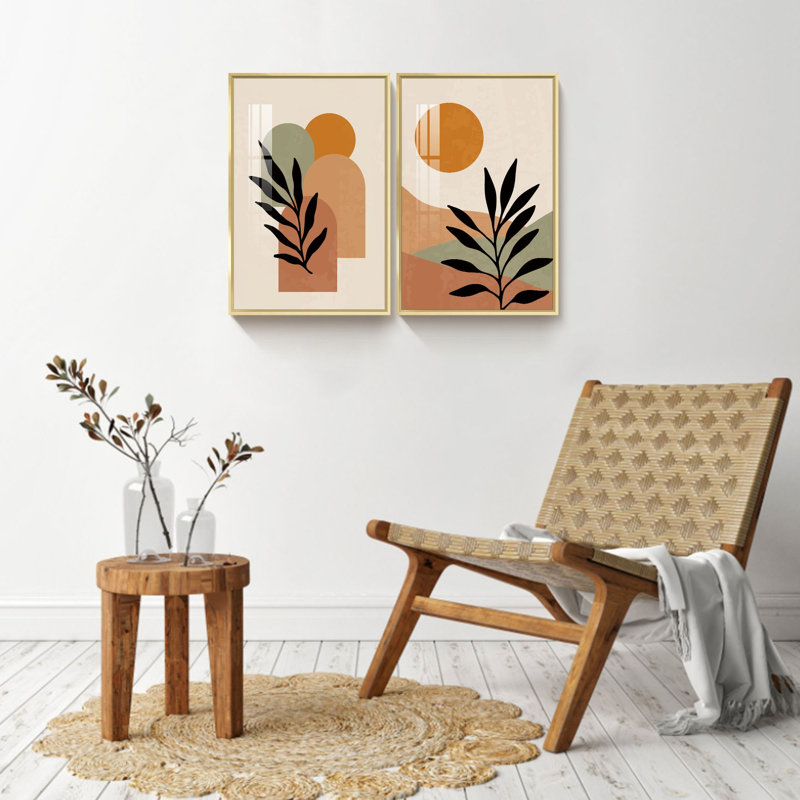 «Boho Artwork», reproduction d'art sur toile simple 2 pièces, H 16 po x l 24 po x P 1 po, Or