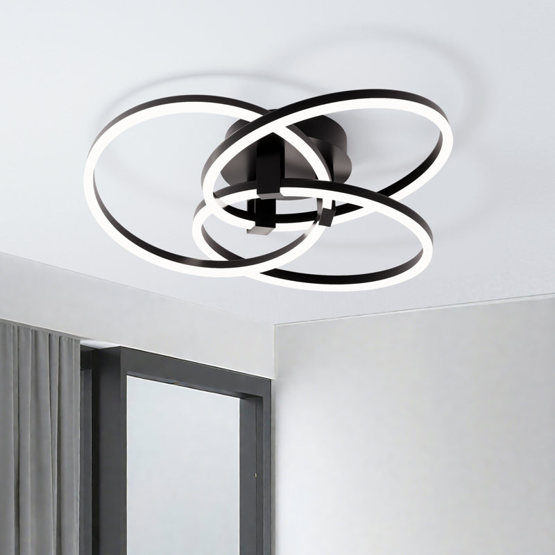 Arlyss 23.2" W 3-Light Integrated LED Semi Flush Mount, Matte Black