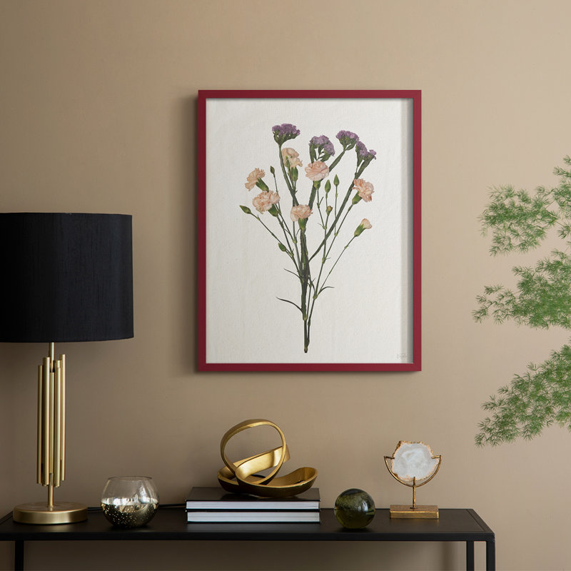 «Organic Floral III», reproduction encadrée - bois massif, H 30 po x l 24 po, Rouge